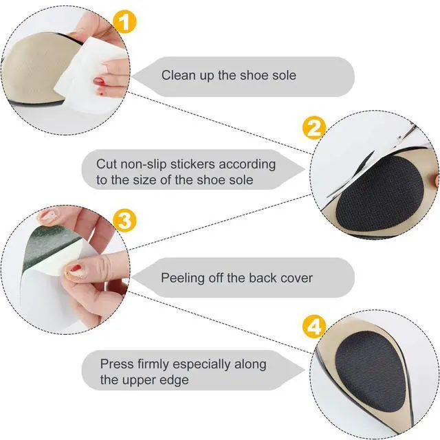 Alt view image 5 of 6 - 16 Pieces Non-Skid Shoe Pads Self-Adhesive Shoe Grips Anti Slip Pads Noise Reduction Cushion Anti-Shedding Rubber Sole Protector(Simple Style,Black)