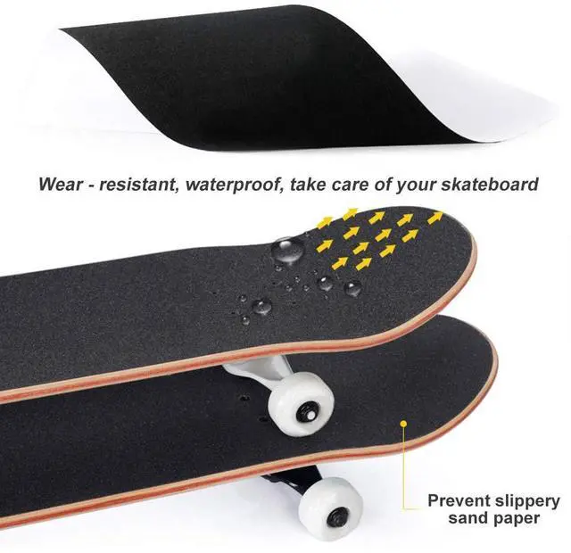 Alt view image 3 of 7 - Skateboard Grip Tape, 9" x 33", Anti Slip Skateboards Sticker Waterproof Outdoor Grip Tape for Stairs Cruiser Scooters, Easy to Apply (Color:Black)