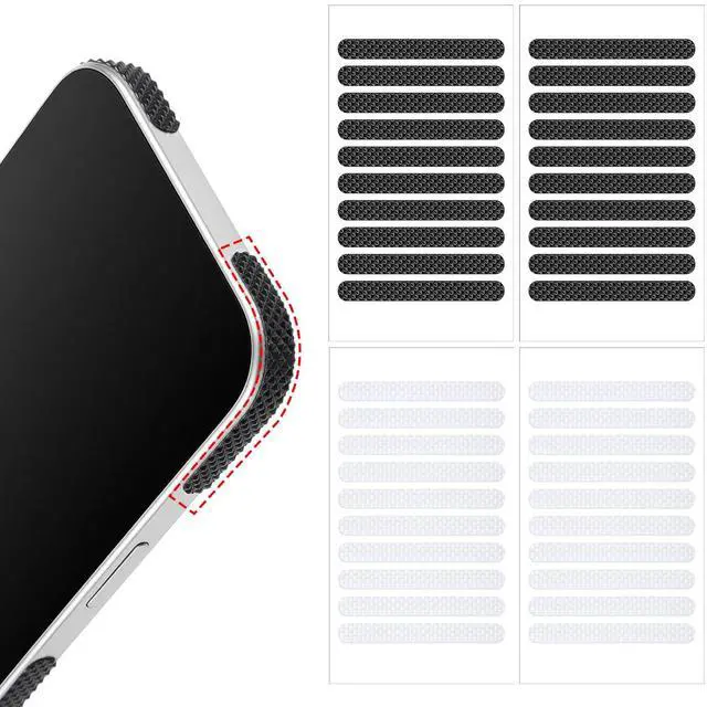 Main image of 40 Pcs Cell Phone Grip Tape Strips Non Slip Side Sticker Adhesive Grippy Bumper Frame Stickers Waterproof Pre-Cut Strips Decal for Phone Case Computer Gaming Cases Smartphone Tablet Frame