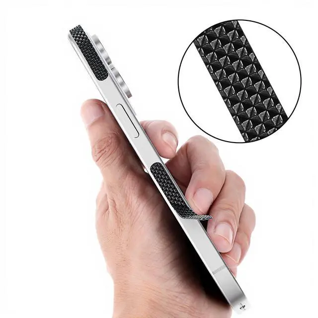 Alt view image 3 of 7 - 40 Pcs Cell Phone Grip Tape Strips Non Slip Side Sticker Adhesive Grippy Bumper Frame Stickers Waterproof Pre-Cut Strips Decal for Phone Case Computer Gaming Cases Smartphone Tablet Frame
