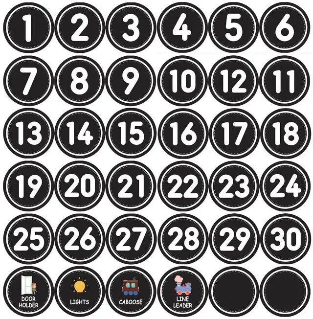 Main image of 36PCS Number Spot Markers Stickers 36PCS Number Stickers Classroom Decoration, Repositionable Vinyl Floor Numbers, Line Up Spots for Classroom Floor, Preschool, Daycare, PE, Activities (Black)