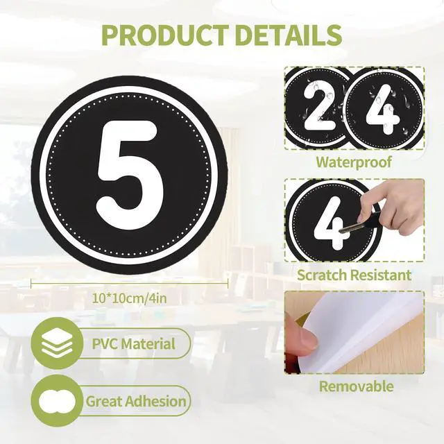 Alt view image 2 of 6 - 36PCS Number Spot Markers Stickers 36PCS Number Stickers Classroom Decoration, Repositionable Vinyl Floor Numbers, Line Up Spots for Classroom Floor, Preschool, Daycare, PE, Activities (Black)