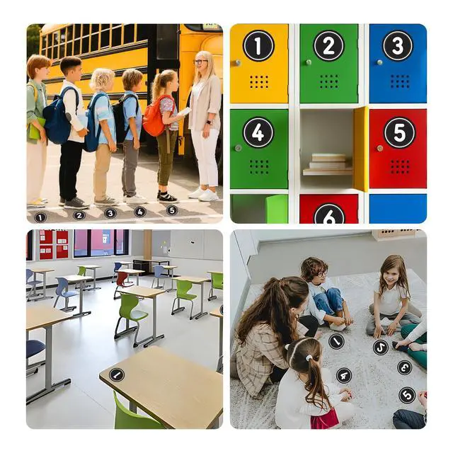 Alt view image 6 of 6 - 36PCS Number Spot Markers Stickers 36PCS Number Stickers Classroom Decoration, Repositionable Vinyl Floor Numbers, Line Up Spots for Classroom Floor, Preschool, Daycare, PE, Activities (Black)