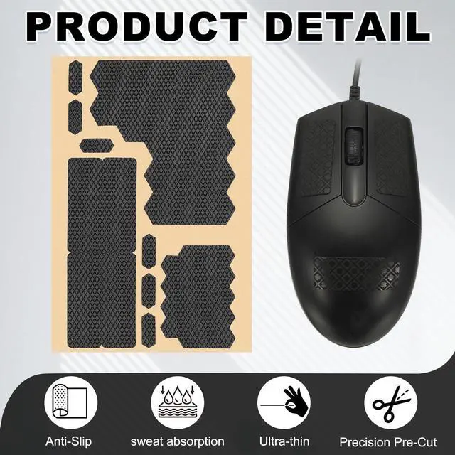 Alt view image 3 of 6 - 1 Set Rhombus Phone Grip Tape, Universal Mouse Grip Strips Adhesive, Pre-Cut Strips Pre-Laminated Sweat Absorbing Adhesive Patches for Cellphone Laptop Mouse,Black