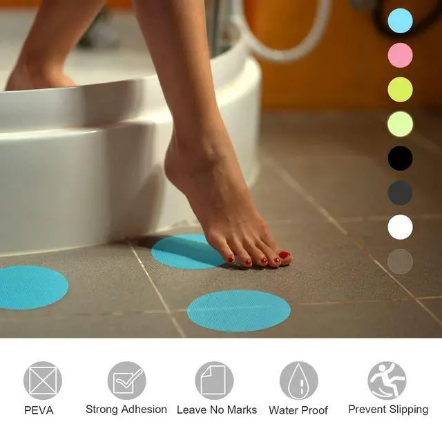 Alt view image 6 of 7 - 20pcs Non Slip Bathtub Stickers Bath Shower Floor 3.15" Anti-Slip Sticker Tape Round Style Decals for Bathroom Kitchen Bathtub Treads Stairs, Black
