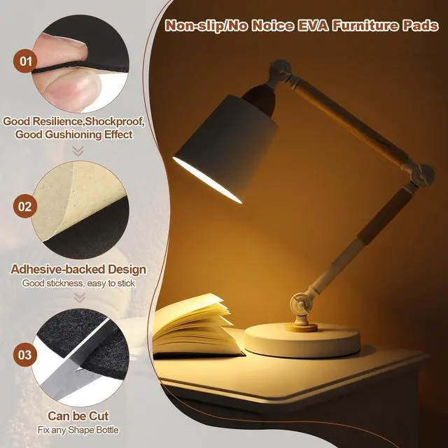 Alt view image 3 of 7 - 5.5 Inch Diameter Lamp Base Felt 5Pack 2mm Thick Foam Adhesive Non-Slip EVA Protection Pad Mat for Lamp Furniture DIY Craft, Black