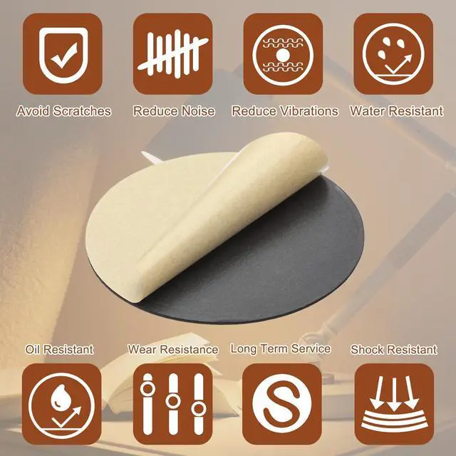 Alt view image 4 of 7 - 5.5 Inch Diameter Lamp Base Felt 5Pack 2mm Thick Foam Adhesive Non-Slip EVA Protection Pad Mat for Lamp Furniture DIY Craft, Black