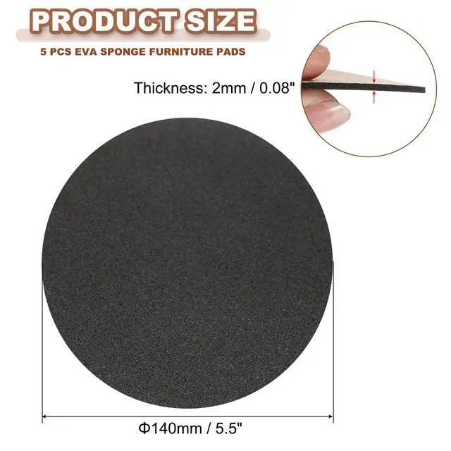 Alt view image 2 of 7 - 5.5 Inch Diameter Lamp Base Felt 5Pack 2mm Thick Foam Adhesive Non-Slip EVA Protection Pad Mat for Lamp Furniture DIY Craft, Black