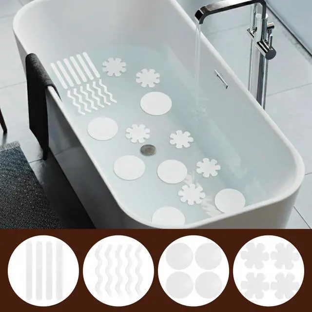 Alt view image 7 of 7 - 38 PCS Shower Floor Non Slip Stickers, Clear Bathtub Anti Slip Treads, Multi-Shape Adhesive Grip Decals for Bath Tub, Premium Strips with 4 Scrapers