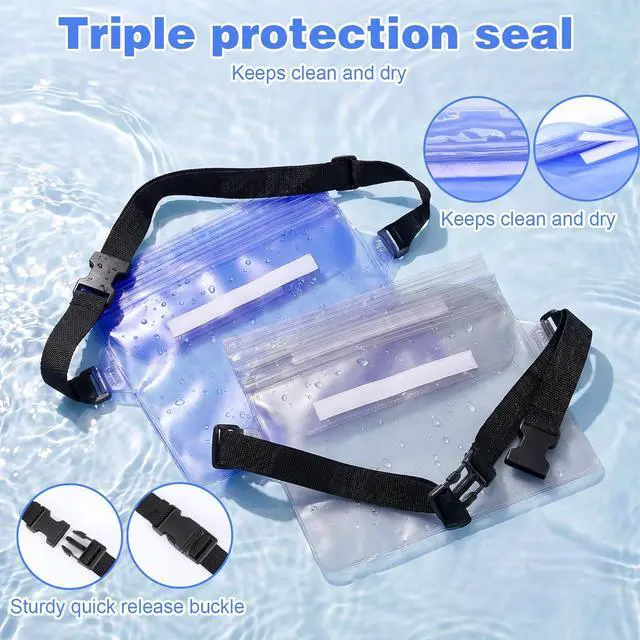 Alt view image 3 of 7 - Waterproof Fanny Pack, Waterproof Bag for Beach Waterproof Pouch for Phone Passport Purse Floating Dry Bag with Adjustable Waist Strap for Beach Kayaking Boating