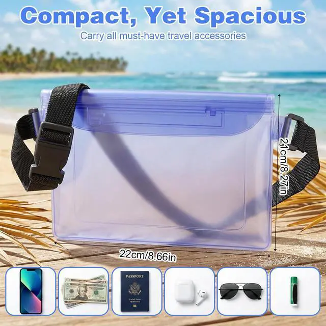 Alt view image 2 of 7 - Waterproof Fanny Pack, Waterproof Bag for Beach Waterproof Pouch for Phone Passport Purse Floating Dry Bag with Adjustable Waist Strap for Beach Kayaking Boating