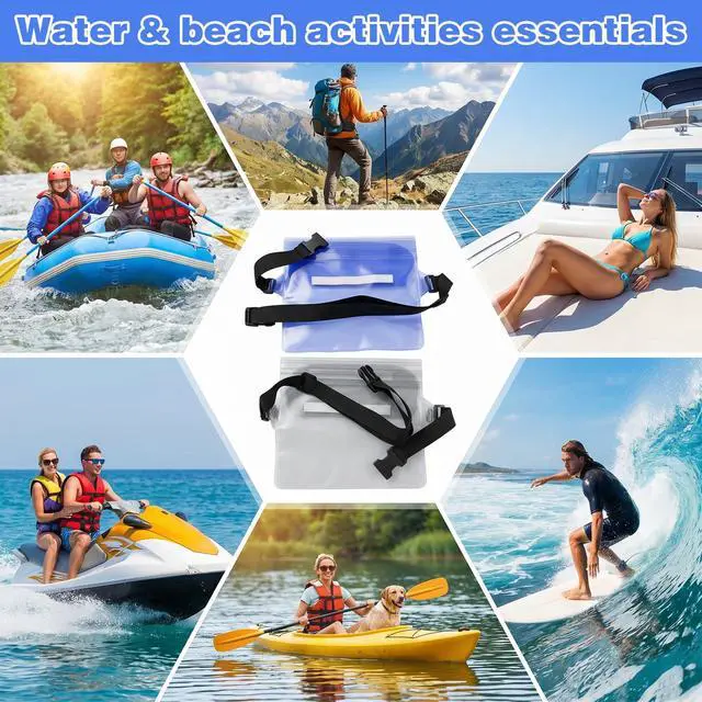 Alt view image 6 of 7 - Waterproof Fanny Pack, Waterproof Bag for Beach Waterproof Pouch for Phone Passport Purse Floating Dry Bag with Adjustable Waist Strap for Beach Kayaking Boating