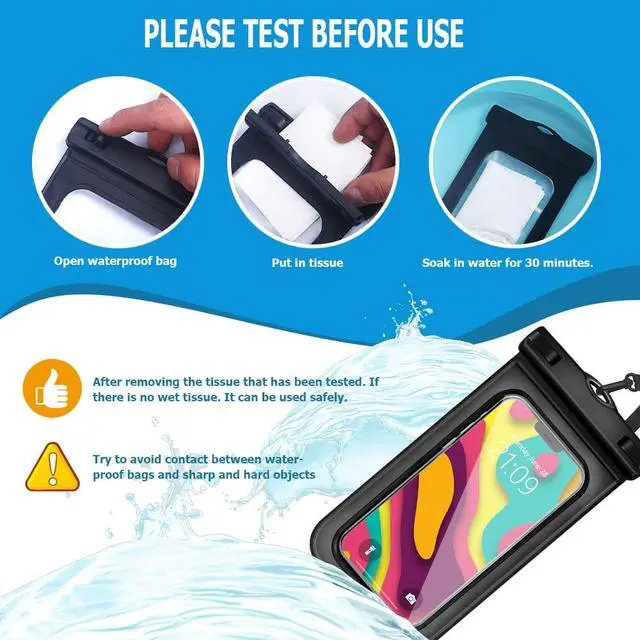Alt view image 4 of 4 - 5 pcs Universal Waterproof Phone Pouch, Cellphone Dry Bag IPX8 Underwater Waterproof Case Compatible with iPhone 12/11 Pro Max/Pro/8 Plus, Galaxy S21/S20/S10/Note 20/10/9, Plus Phones up to 6.8"