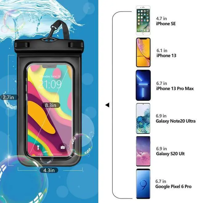 Alt view image 2 of 4 - 5 pcs Universal Waterproof Phone Pouch, Cellphone Dry Bag IPX8 Underwater Waterproof Case Compatible with iPhone 12/11 Pro Max/Pro/8 Plus, Galaxy S21/S20/S10/Note 20/10/9, Plus Phones up to 6.8"