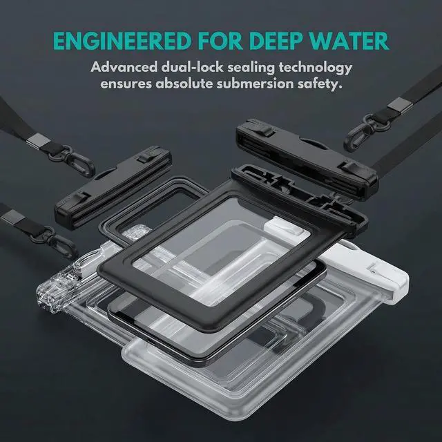 Alt view image 5 of 7 - Universal Waterproof Phone Case Pouch with Neck Strap, 2-Pack, Black & White (Black&White)