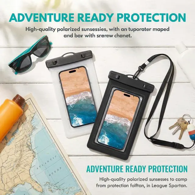 Alt view image 6 of 7 - Universal Waterproof Phone Case Pouch with Neck Strap, 2-Pack, Black & White (Black&White)