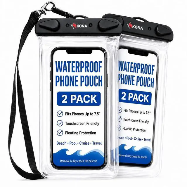 Main image of Submariner Waterproof Phone Pouch, 2 Pack - IPX8 Cell Phone Dry Bag Compatible with iPhone 17 16 15 14 Pro Max, Samsung Galaxy S26 S25 S24 Ultra, Pixel 10 9 XL, Fits Up to 7.5"