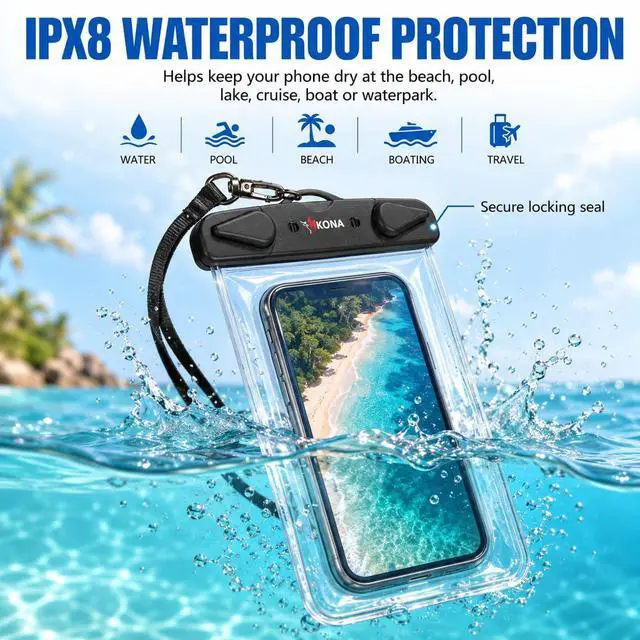 Alt view image 4 of 5 - Submariner Waterproof Phone Pouch, 2 Pack - IPX8 Cell Phone Dry Bag Compatible with iPhone 17 16 15 14 Pro Max, Samsung Galaxy S26 S25 S24 Ultra, Pixel 10 9 XL, Fits Up to 7.5"