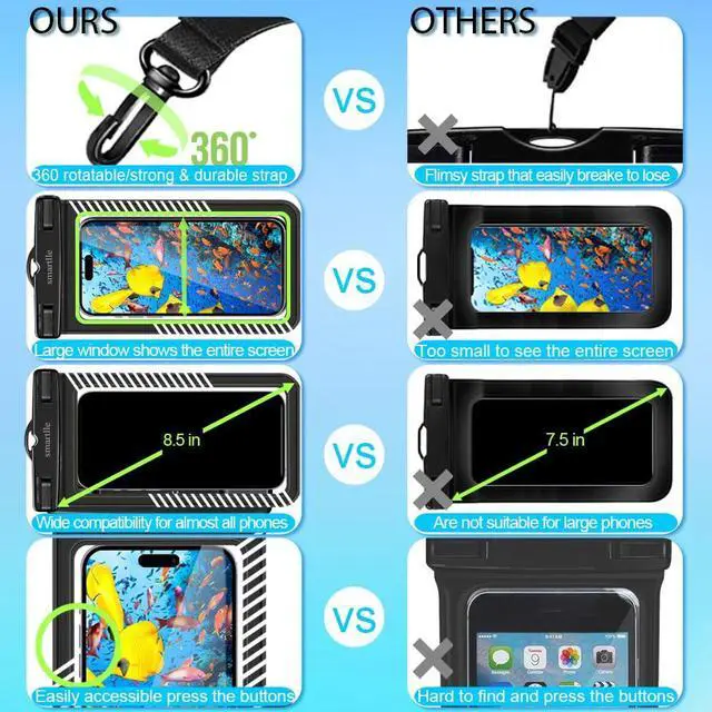 Alt view image 3 of 7 - Waterproof Phone Pouches Bags Holder, Cell Phone Water Protectors Pouch Bag 2 Pack for Swimming, IPX8 Water Proof Phone Cases pouch for iPhone 15 14 13 Pro Max 12 11, for Galaxy S24 S23 Ultra 7"