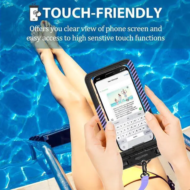Alt view image 5 of 7 - Waterproof Phone Pouches Bags Holder, Cell Phone Water Protectors Pouch Bag 2 Pack for Swimming, IPX8 Water Proof Phone Cases pouch for iPhone 15 14 13 Pro Max 12 11, for Galaxy S24 S23 Ultra 7"