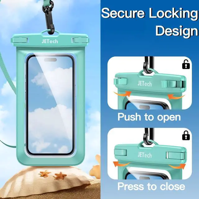 Alt view image 6 of 6 - Waterproof Phone Pouch, 2 Pack Water Proof Case for iPhone 17e 17 16e 16 15 14 Air Pro Max Plus, Galaxy S26 S25 Ultra, Pixel 10 Series and Others up to 7.2 Inch, IPX8 Dry Bag (Black+Green)