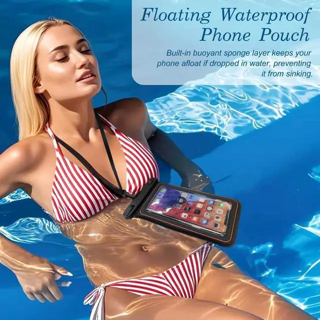 Alt view image 3 of 7 - Floating IPX8 Waterproof Phone Case Pouch Dry Bag for Kayaking, Beach, Cruise, Travel Floating Water Proof Holder for iPhone 16 15 Pro Max, Samsung S25 Ultra, S24, S23, Up to 7" Black