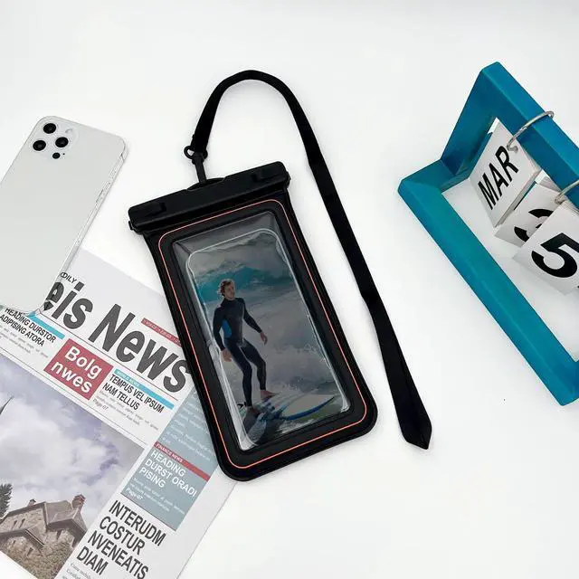 Alt view image 7 of 7 - Floating IPX8 Waterproof Phone Case Pouch Dry Bag for Kayaking, Beach, Cruise, Travel Floating Water Proof Holder for iPhone 16 15 Pro Max, Samsung S25 Ultra, S24, S23, Up to 7" Black