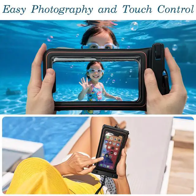 Alt view image 4 of 7 - Floating IPX8 Waterproof Phone Case Pouch Dry Bag for Kayaking, Beach, Cruise, Travel Floating Water Proof Holder for iPhone 16 15 Pro Max, Samsung S25 Ultra, S24, S23, Up to 7" Black