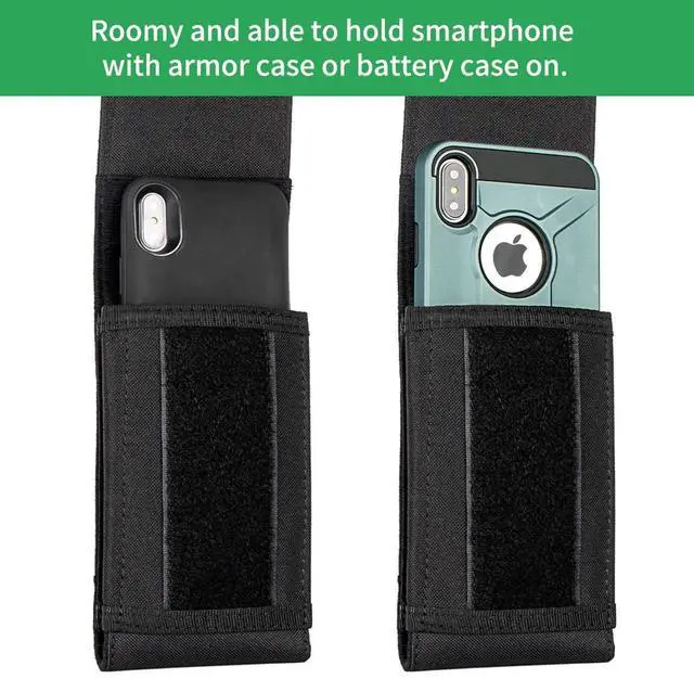 Alt view image 3 of 7 - Tactical Molle Phone Cover Case, Heavy Duty Loop Belt Holster Pouch with Flag Patch for iPhone 17 Pro Max/Air/17 Pro/17/16 Pro Max/15 Pro Max/14 Pro Max/13 Pro Max, for Galaxy S26 Ultra