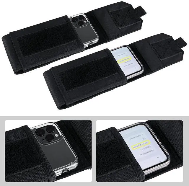 Alt view image 7 of 7 - Tactical Molle Phone Cover Case, Heavy Duty Loop Belt Holster Pouch with Flag Patch for iPhone 17 Pro Max/Air/17 Pro/17/16 Pro Max/15 Pro Max/14 Pro Max/13 Pro Max, for Galaxy S26 Ultra