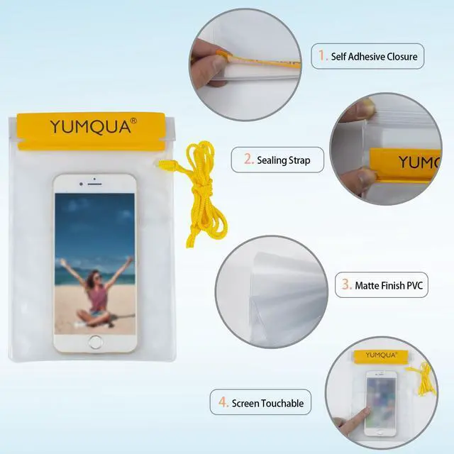 Alt view image 4 of 7 - Clear Waterproof Bags, Water Tight Cases Pouch Dry Bags for Camera Mobile Phone Maps Pouch Kayak Military Boating Document Holder, Yellow