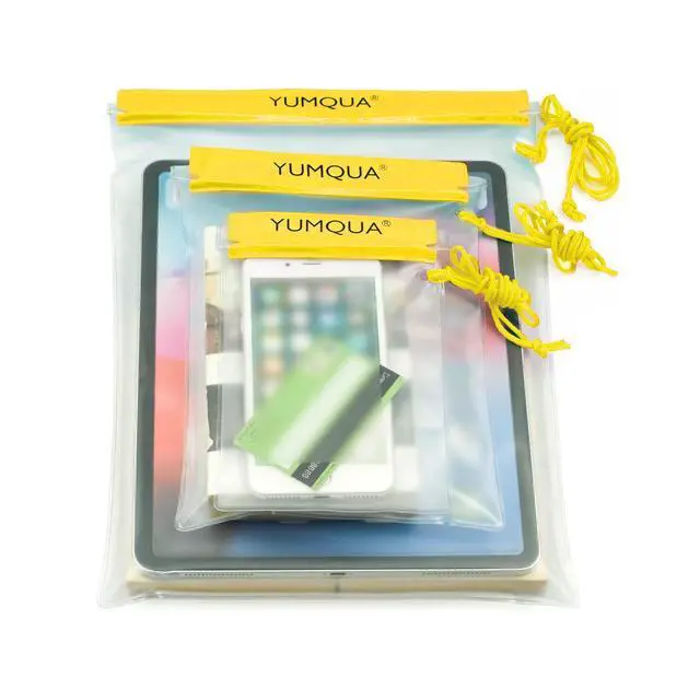 Alt view image 6 of 7 - Clear Waterproof Bags, Water Tight Cases Pouch Dry Bags for Camera Mobile Phone Maps Pouch Kayak Military Boating Document Holder, Yellow