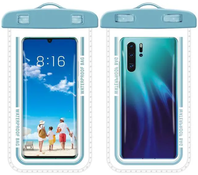 Main image of Waterproof Phone Pouch, 8.3" Waterproof Phone Case for iPhone 16 15 14 13 Pro Max, IPX8 Cellphone Dry Bag Beach Cruise Ship Essentials(Blue 2Pack)