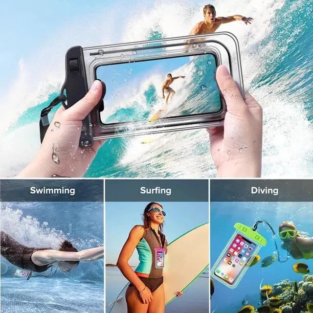 Alt view image 3 of 4 - Waterproof Phone Pouch, 8.3" Waterproof Phone Case for iPhone 16 15 14 13 Pro Max, IPX8 Cellphone Dry Bag Beach Cruise Ship Essentials(Blue 2Pack)