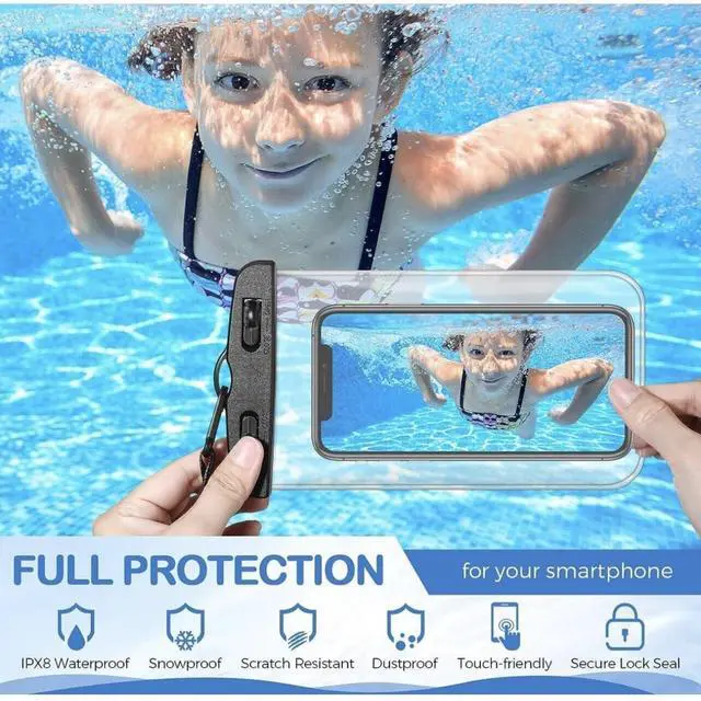 Alt view image 2 of 4 - Waterproof Phone Pouch, 8.3" Waterproof Phone Case for iPhone 16 15 14 13 Pro Max, IPX8 Cellphone Dry Bag Beach Cruise Ship Essentials(Blue 2Pack)