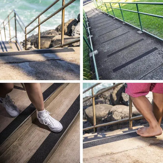 Alt view image 6 of 7 - Anti Slip Tape, 4 Inch x 16 Ft Grip Tape for Stairs Outdoor/Indoor, Waterproof Non Skid Roll for Stair Treads Non Slip, High Traction Friction Abrasive Adhesive Stair Steps - Black