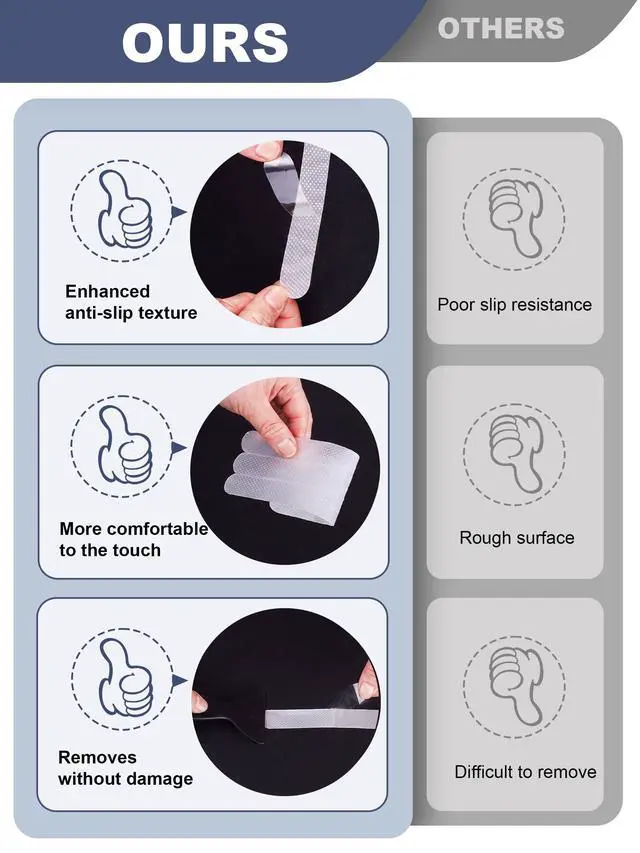 Alt view image 5 of 7 - Original Anti-Slip Shower Stickers for Bathtub & Shower Floor, Strong Adhesive Safety Strips with Scraper Ideal for Families with Kids, Adults & Seniors, 12 PCS (Clear)