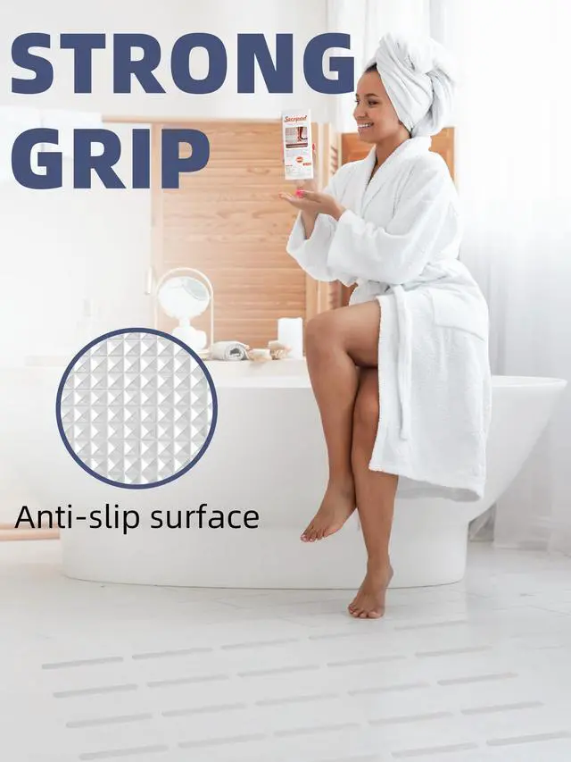 Alt view image 3 of 7 - Original Anti-Slip Shower Stickers for Bathtub & Shower Floor, Strong Adhesive Safety Strips with Scraper Ideal for Families with Kids, Adults & Seniors, 12 PCS (Clear)