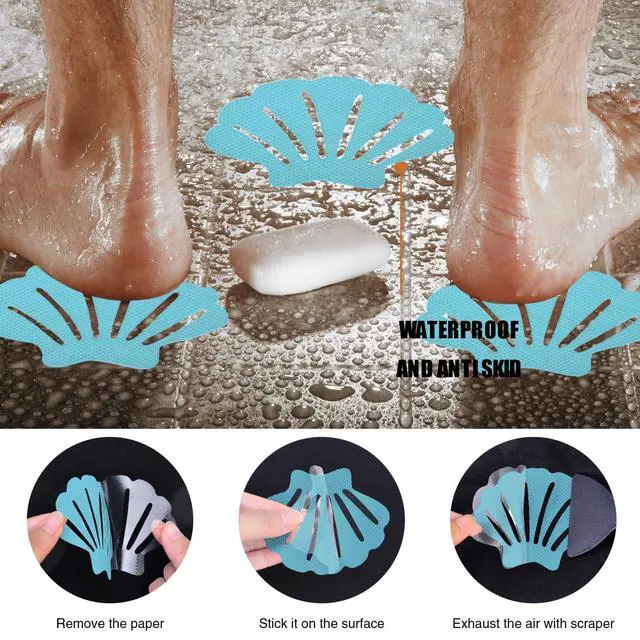 Alt view image 5 of 6 - Original Bathtub Stickers Non-Slip, River-Mussel Safety Shower Treads Adhesive Appliques with Premium Scraper