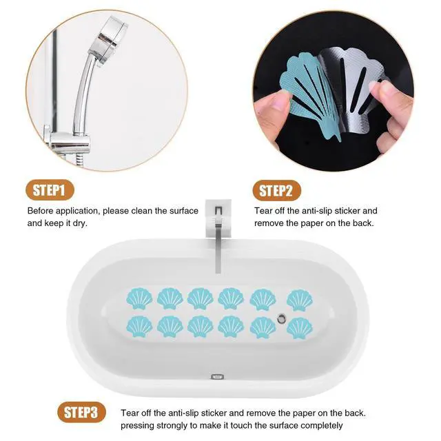 Alt view image 6 of 6 - Original Bathtub Stickers Non-Slip, River-Mussel Safety Shower Treads Adhesive Appliques with Premium Scraper