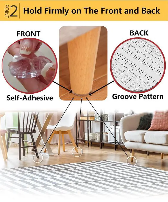 Alt view image 3 of 7 - Non Slip Furniture Pads, 12 PCS Clear Anti Skid Furniture Grippers