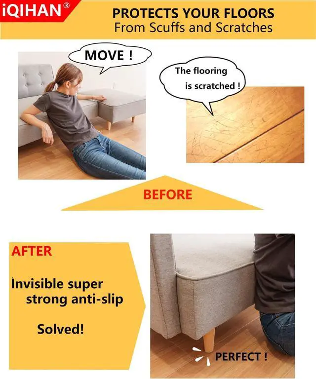 Alt view image 6 of 7 - Non Slip Furniture Pads, 12 PCS Clear Anti Skid Furniture Grippers