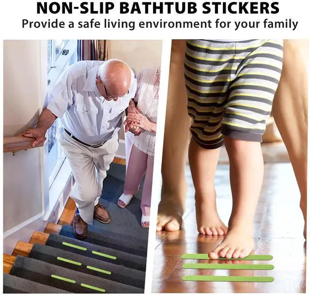 Alt view image 3 of 7 - Bathtub Stickers Non Slip, Green Anti Slip Shower Strips Tubs Safety Shower Treads, Adhesive Sticker for Bathroom Bathtub, Shower Floor, Ladders with Scraper (24Pcs)