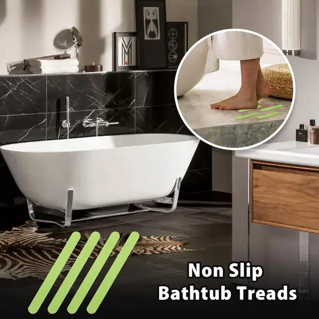 Alt view image 4 of 7 - Bathtub Stickers Non Slip, Green Anti Slip Shower Strips Tubs Safety Shower Treads, Adhesive Sticker for Bathroom Bathtub, Shower Floor, Ladders with Scraper (24Pcs)