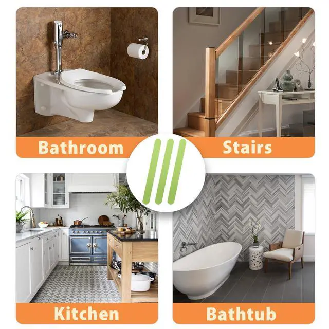 Alt view image 6 of 7 - Bathtub Stickers Non Slip, Green Anti Slip Shower Strips Tubs Safety Shower Treads, Adhesive Sticker for Bathroom Bathtub, Shower Floor, Ladders with Scraper (24Pcs)