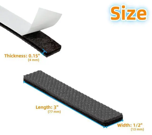Alt view image 2 of 7 - Non Slip Furniture Pads 1/2" x 3" Rubber Strips Self Adhesive Furniture Grippers Chair Leg Pads Rubber Chair Feet Anti Scratches Non Skid Furniture Pad Floor Protectors, 40 Pcs Rectangle