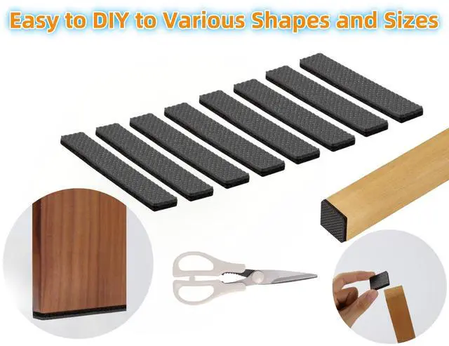 Alt view image 3 of 7 - Non Slip Furniture Pads 1/2" x 3" Rubber Strips Self Adhesive Furniture Grippers Chair Leg Pads Rubber Chair Feet Anti Scratches Non Skid Furniture Pad Floor Protectors, 40 Pcs Rectangle