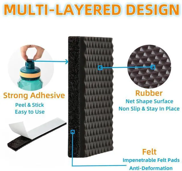Alt view image 4 of 7 - Non Slip Furniture Pads 1/2" x 3" Rubber Strips Self Adhesive Furniture Grippers Chair Leg Pads Rubber Chair Feet Anti Scratches Non Skid Furniture Pad Floor Protectors, 40 Pcs Rectangle