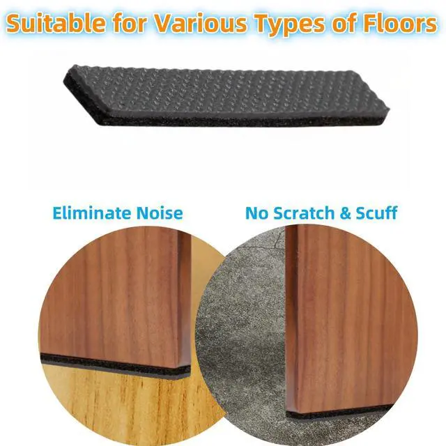 Alt view image 6 of 7 - Non Slip Furniture Pads 1/2" x 3" Rubber Strips Self Adhesive Furniture Grippers Chair Leg Pads Rubber Chair Feet Anti Scratches Non Skid Furniture Pad Floor Protectors, 40 Pcs Rectangle