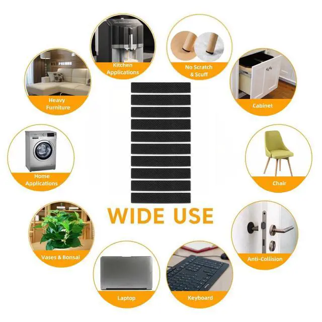 Alt view image 7 of 7 - Non Slip Furniture Pads 1/2" x 3" Rubber Strips Self Adhesive Furniture Grippers Chair Leg Pads Rubber Chair Feet Anti Scratches Non Skid Furniture Pad Floor Protectors, 40 Pcs Rectangle